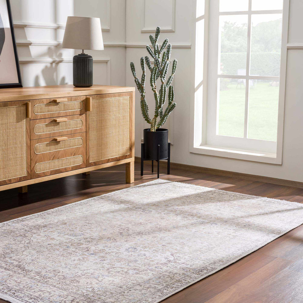 Cream Holi-2301 Washable Area Rug, installed in a room 2