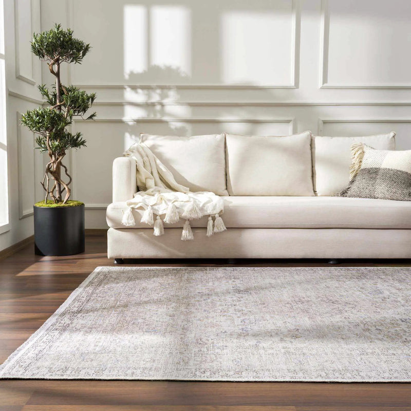 Cream Holi-2301 Washable Area Rug by Hauteloom