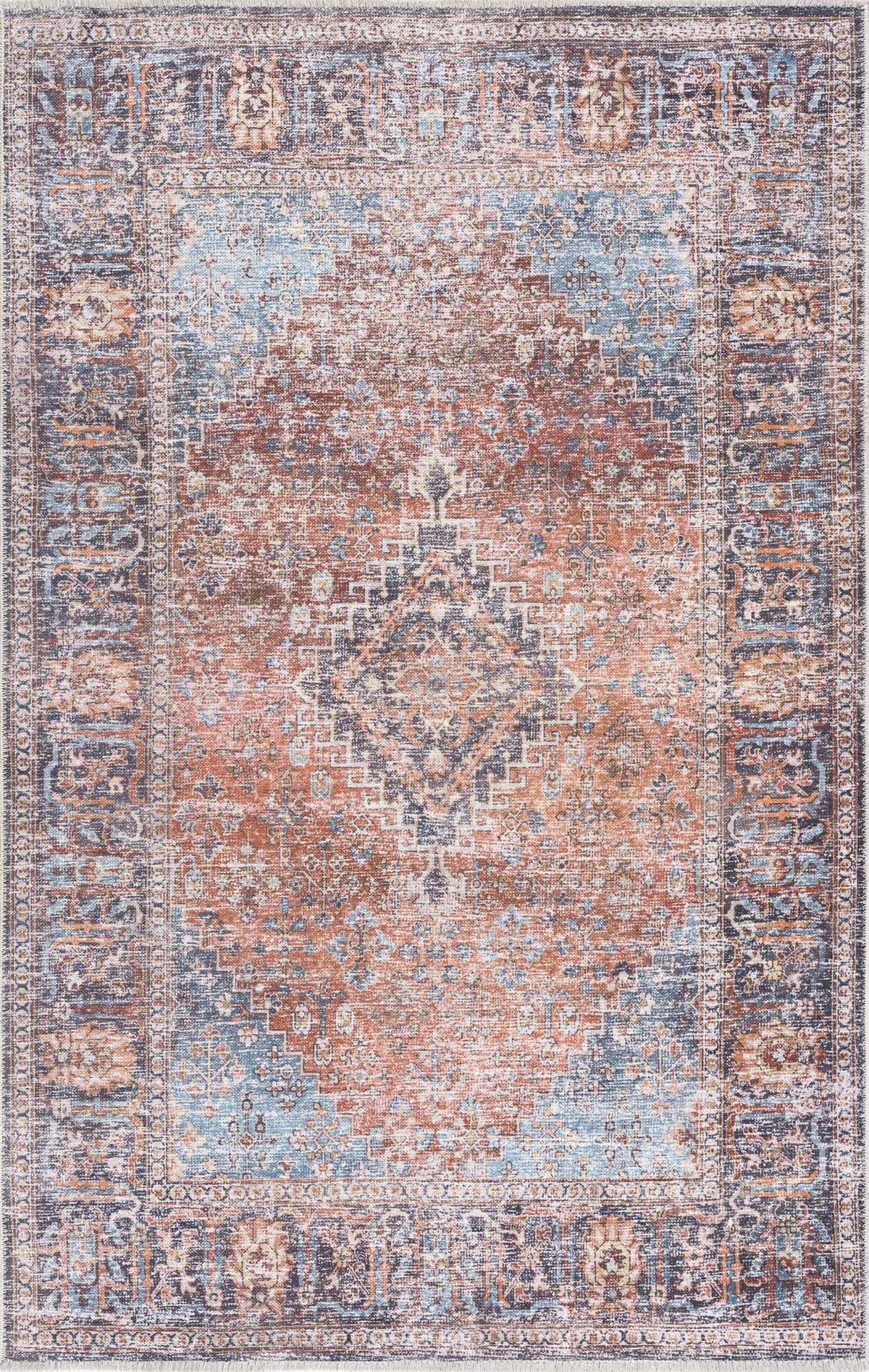 Blue Burgundy Holi-2302 Washable Area Rug, photo 2 of 20