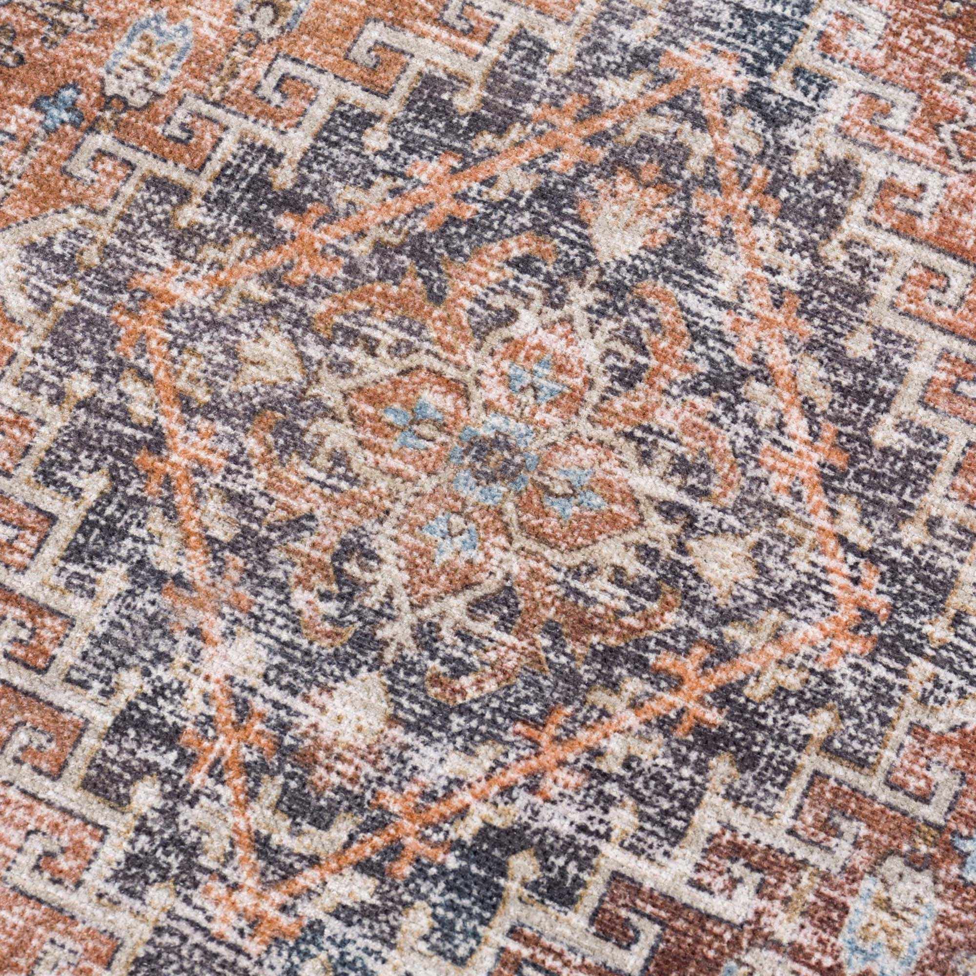 Blue Burgundy Holi-2302 Washable Area Rug by Hauteloom