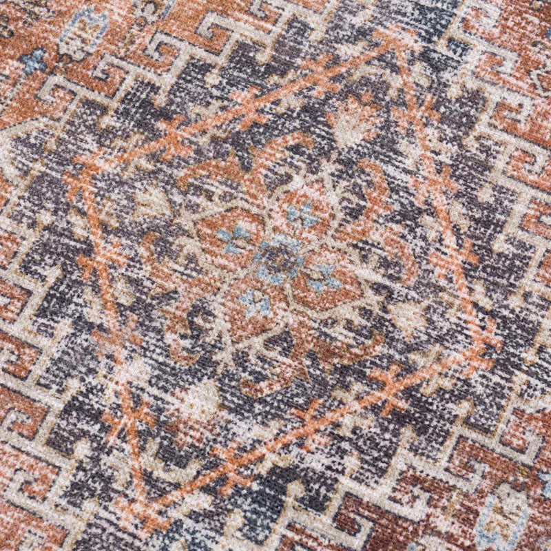 Blue Burgundy Holi-2302 Washable Area Rug by Hauteloom