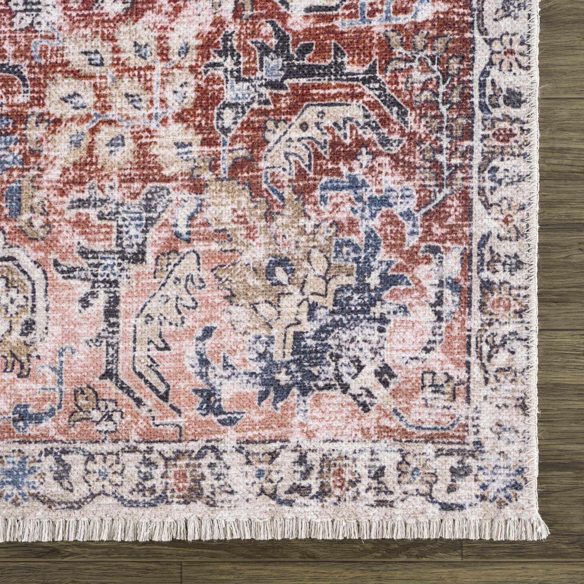 Burgundy Holi-2303 Washable Area Rug by Boutique Rugs