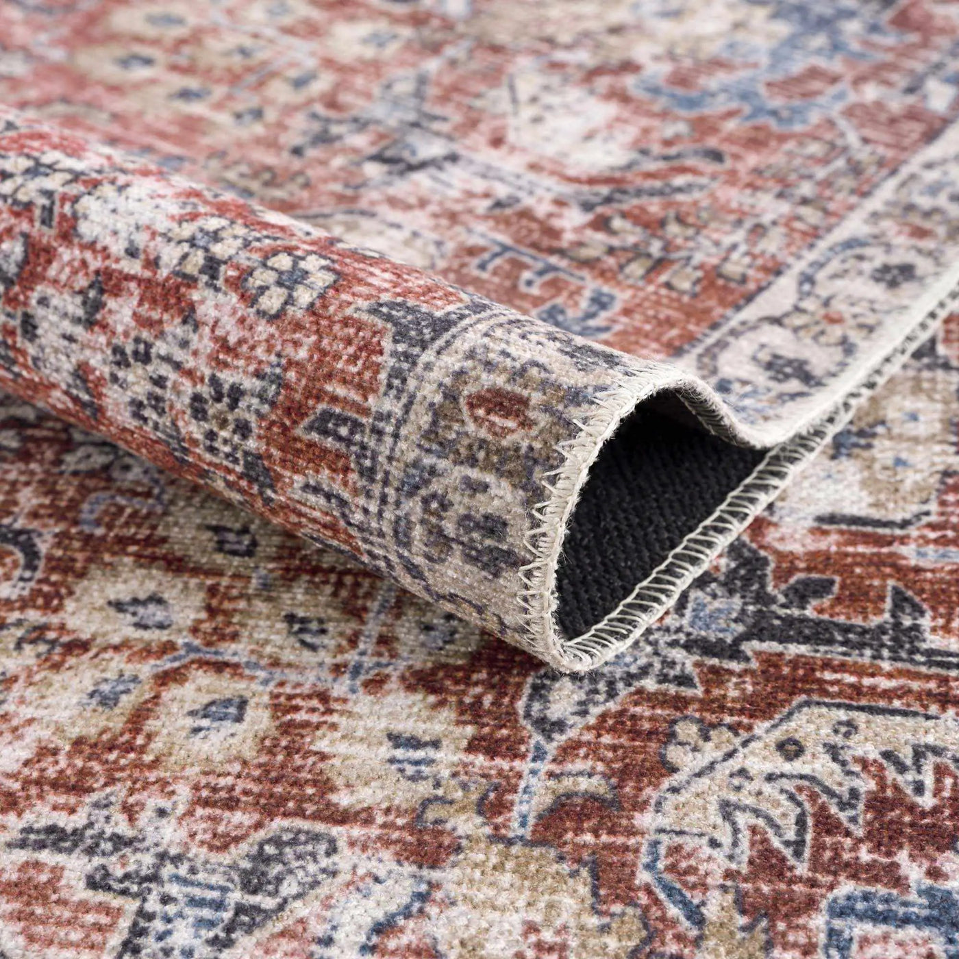 Burgundy Holi-2303 Washable Area Rug by Boutique Rugs