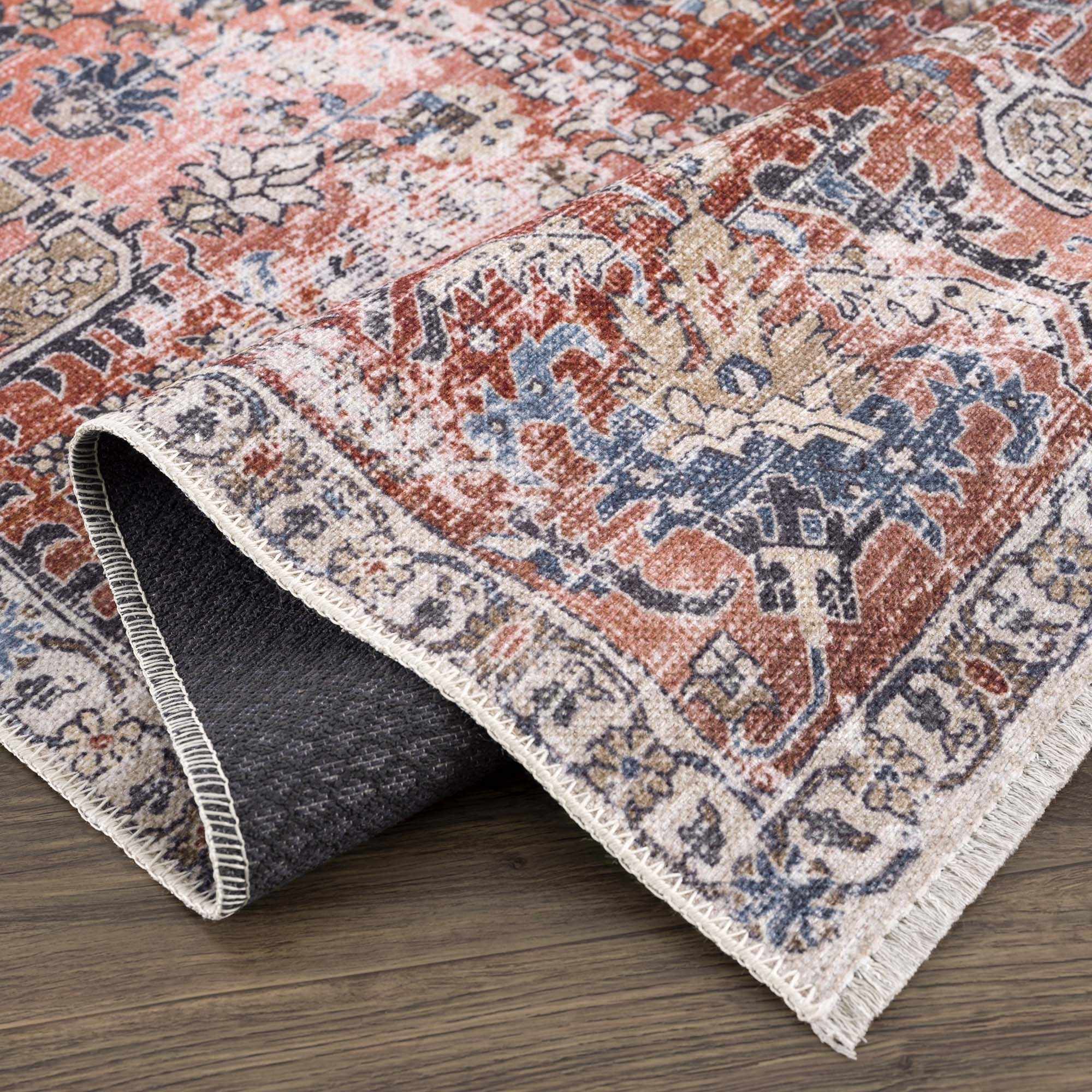 Burgundy Holi-2303 Washable Area Rug by Hauteloom