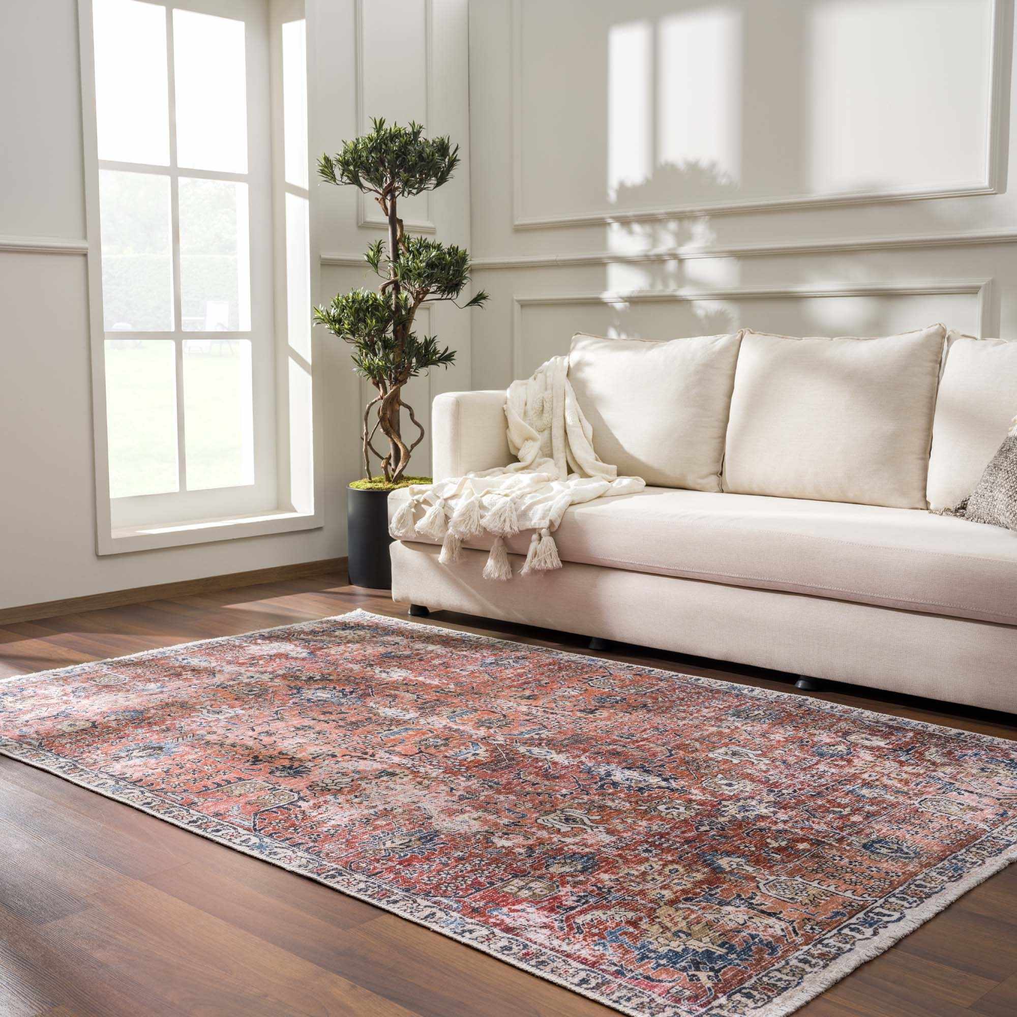 Burgundy Holi-2303 Washable Area Rug by Hauteloom