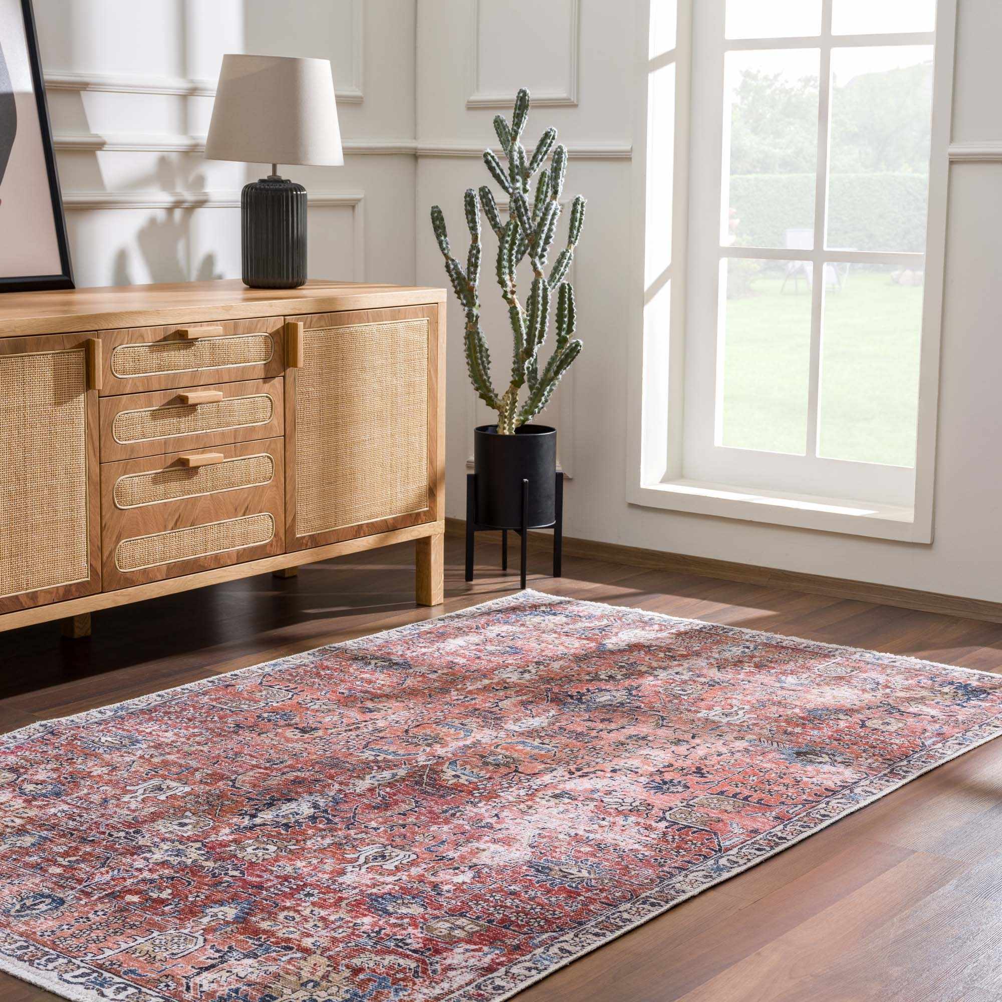 Burgundy Holi-2303 Washable Area Rug by Hauteloom