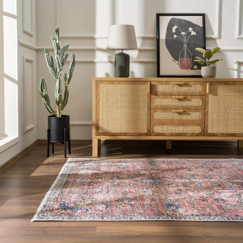 Burgundy Holi-2303 Washable Area Rug by Hauteloom