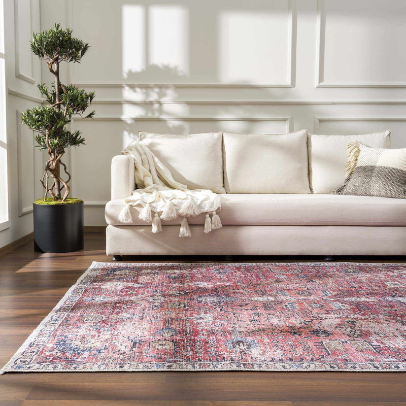 Burgundy Holi-2303 Washable Area Rug by Hauteloom