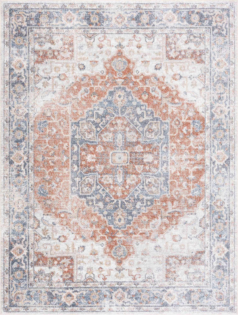 Akram Gray & Orange Washable Area Rug - Clearance by Boutique Rugs