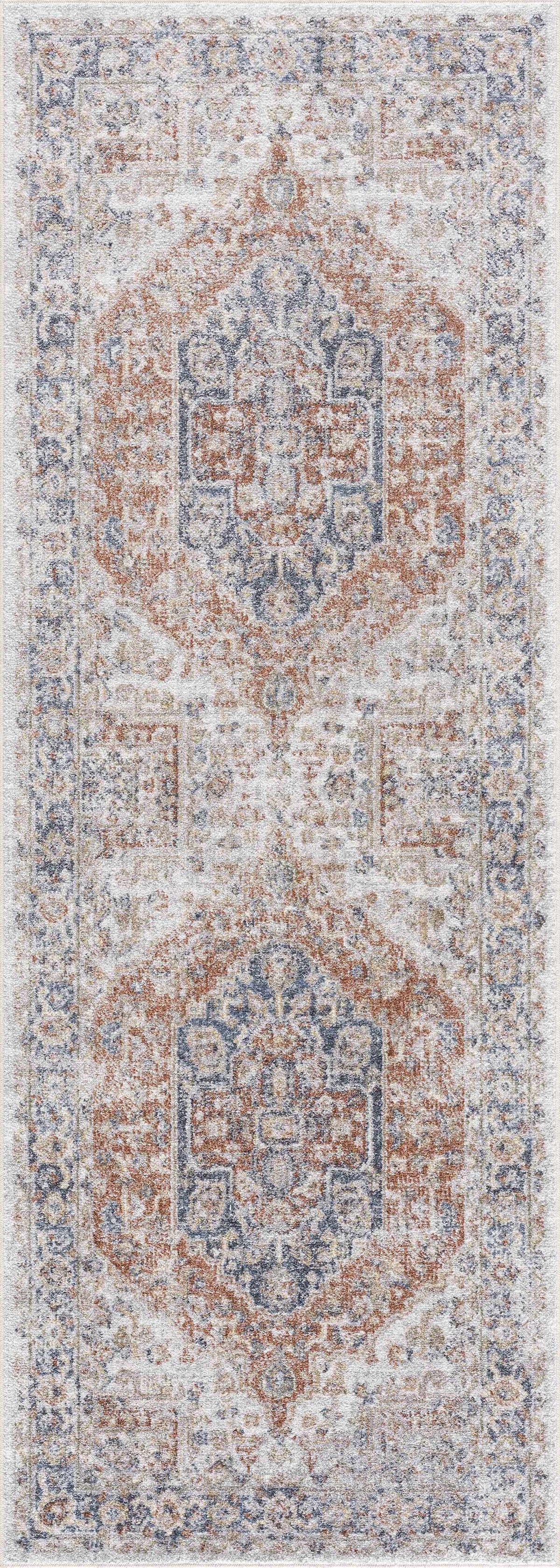 Akram Gray & Orange Washable Area Rug - Clearance, photo 5 of 18