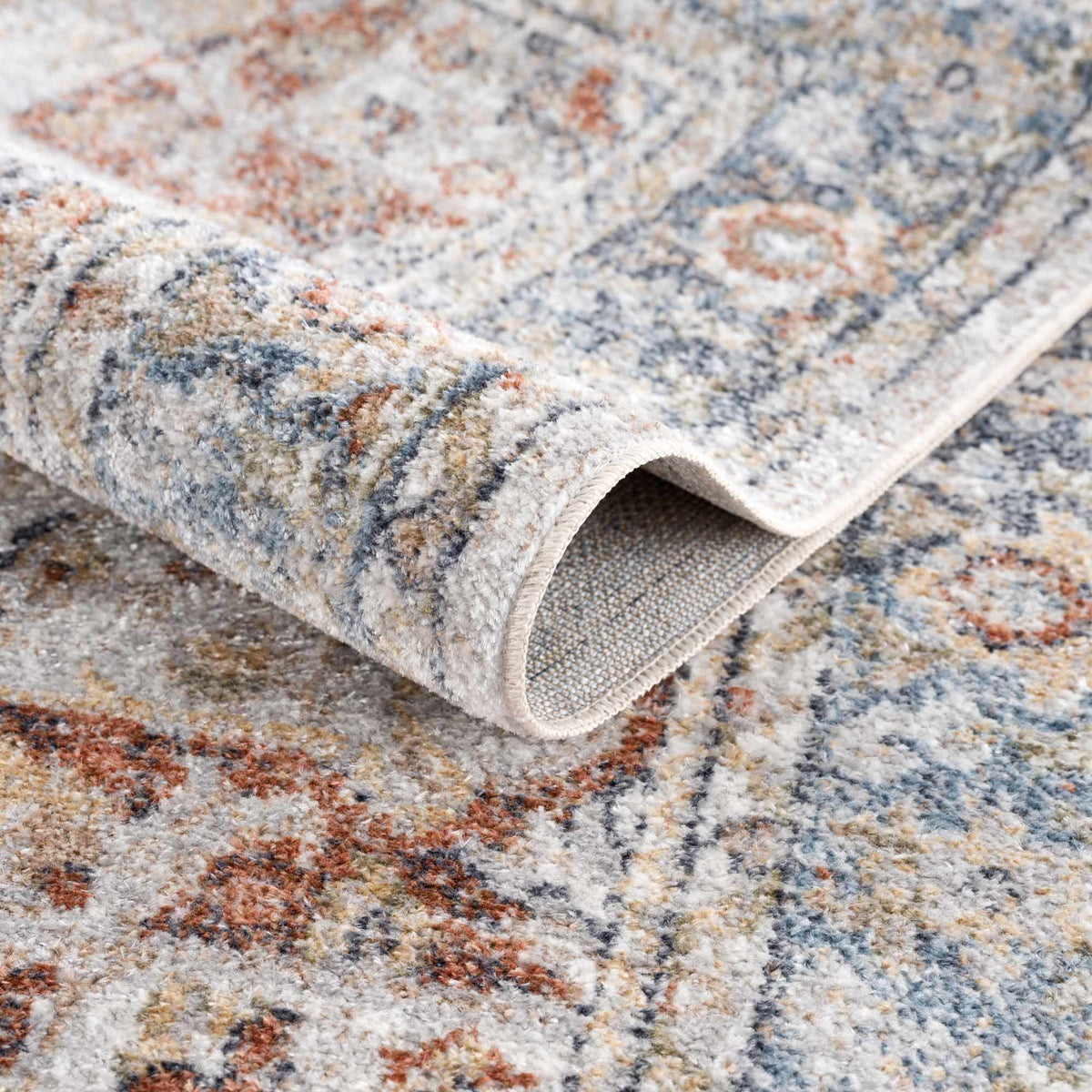 Akram Gray & Orange Washable Area Rug - Clearance, photo 7 of 18