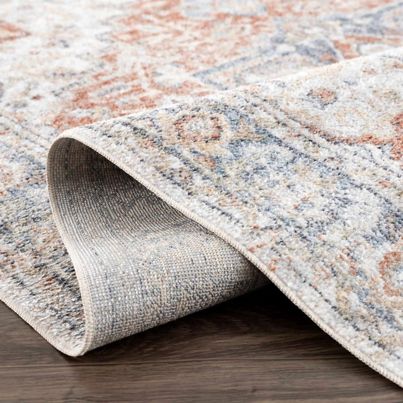 Akram Gray & Orange Washable Area Rug - Clearance by Boutique Rugs