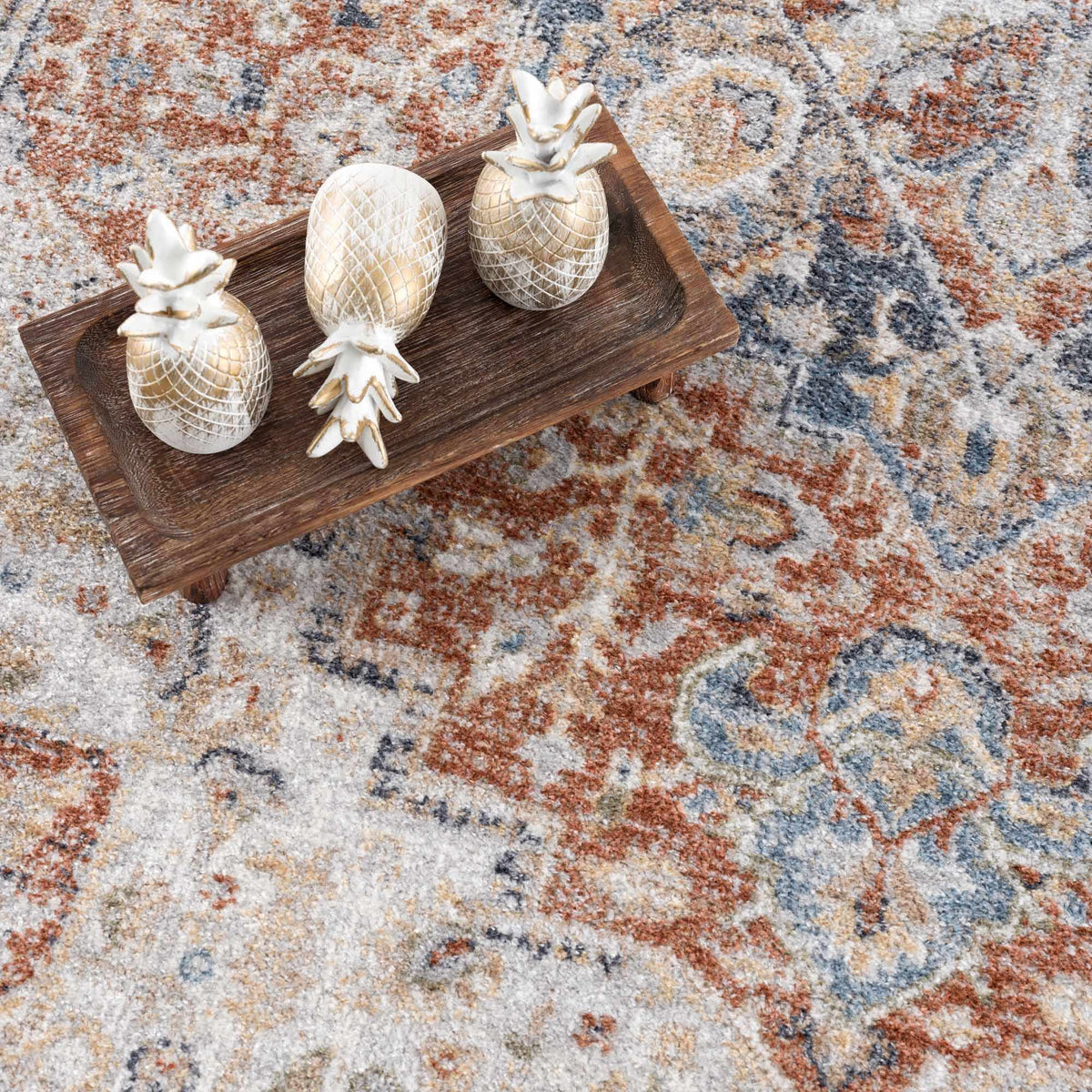 Akram Gray & Orange Washable Area Rug - Clearance, photo 11 of 18