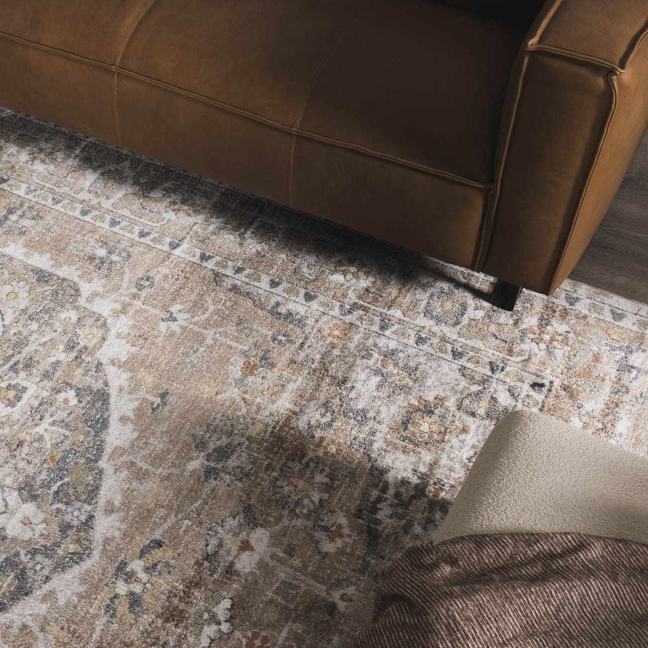 Hiti Beige Flat Pile Washable Rug by Boutique Rugs