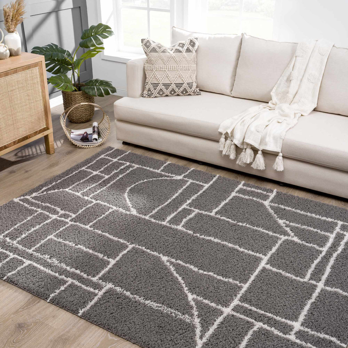 Andia Charcoal Area Rug - Clearance, installed in a room 6