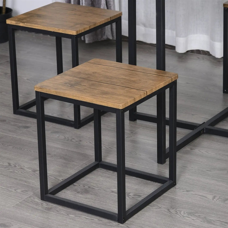 Farmhouse 5 Piece Square Walnut Wood Steel Kitchen Dining Set by HomePacific