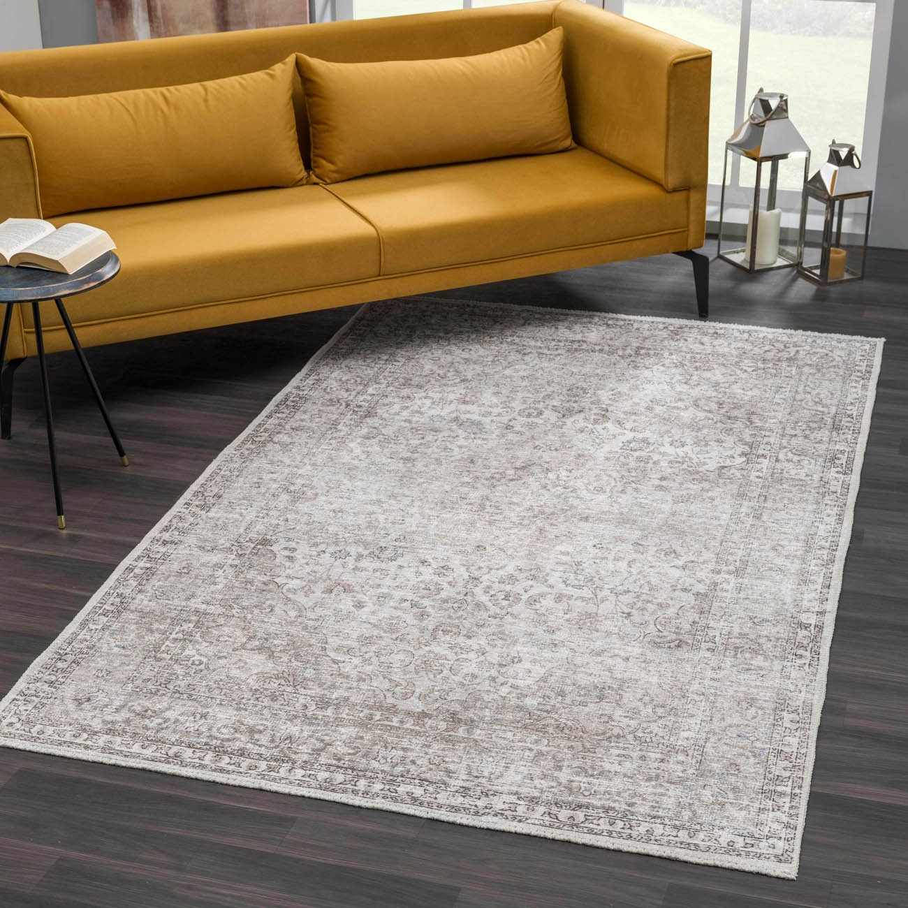 Cream Holi-2301 Washable Area Rug by Boutique Rugs