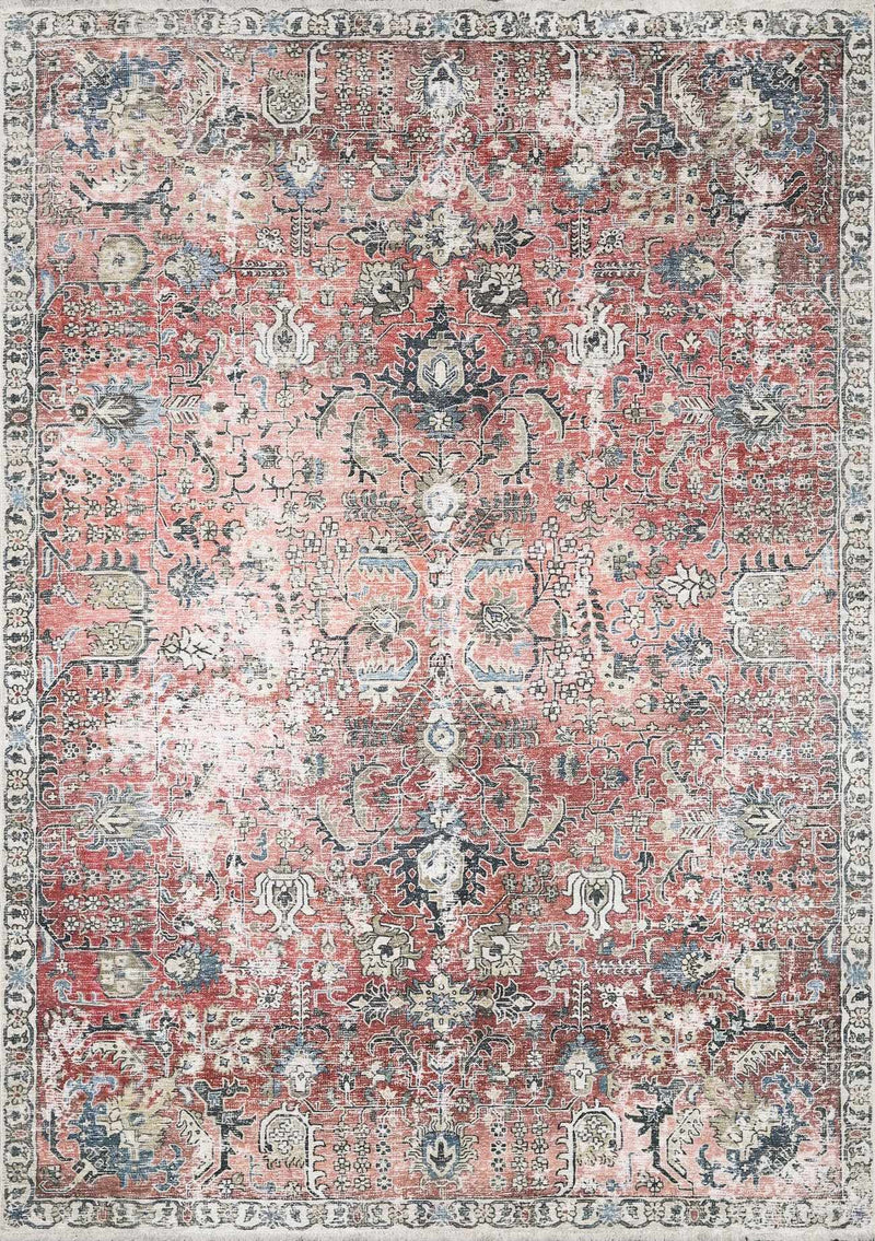 Burgundy Holi-2303 Washable Area Rug by Boutique Rugs