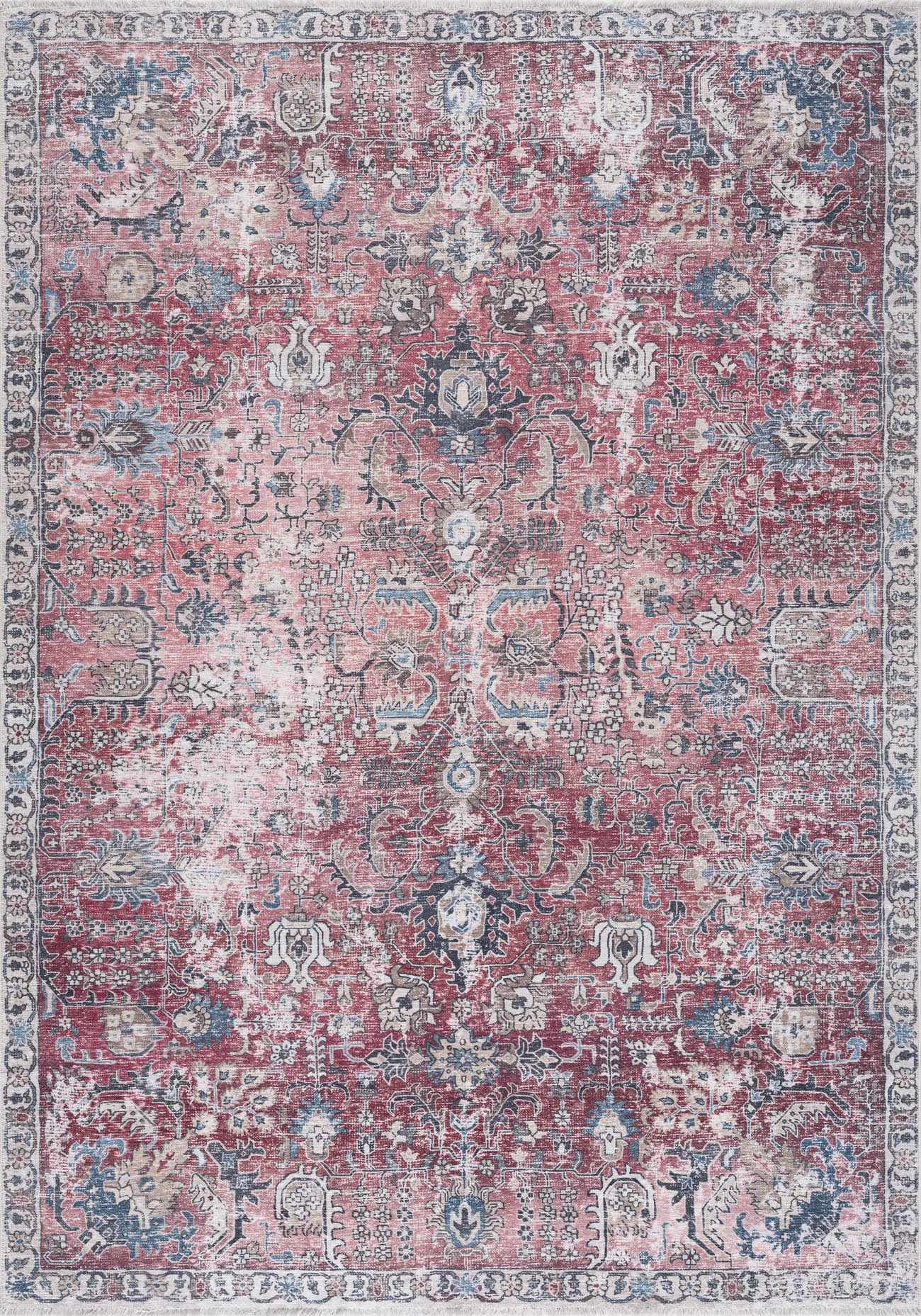 Burgundy Holi-2303 Washable Area Rug by Boutique Rugs