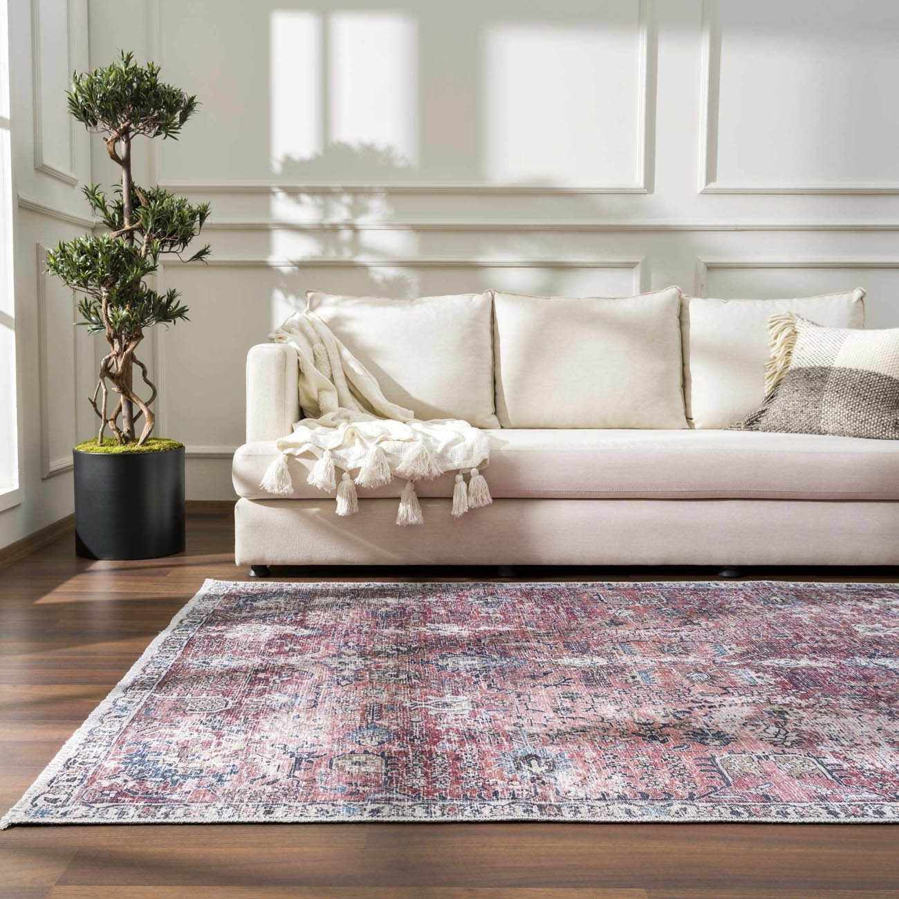 Burgundy Holi-2303 Washable Area Rug by Boutique Rugs