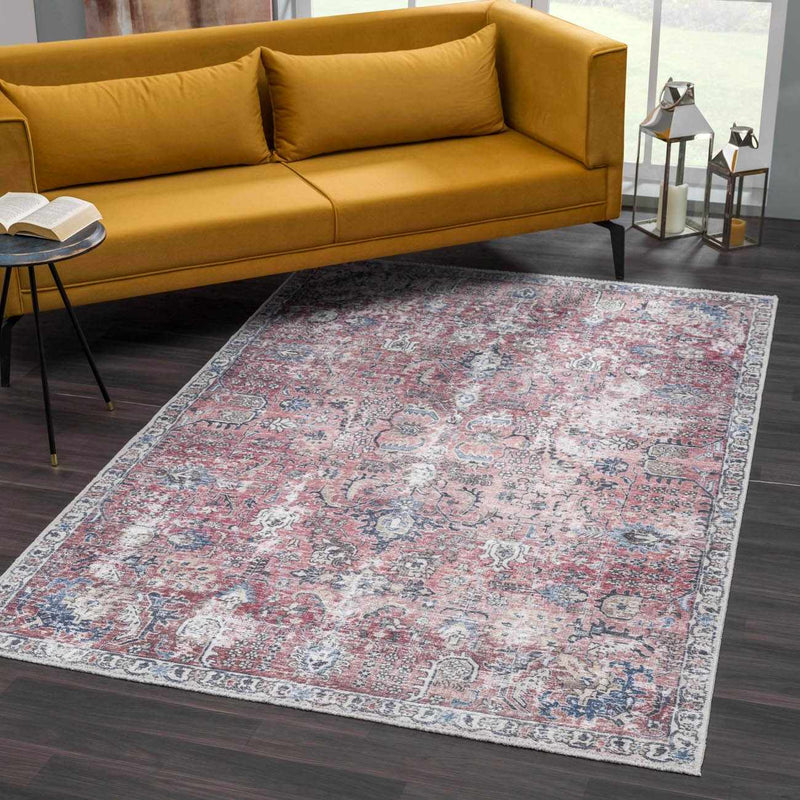 Burgundy Holi-2303 Washable Area Rug by Boutique Rugs