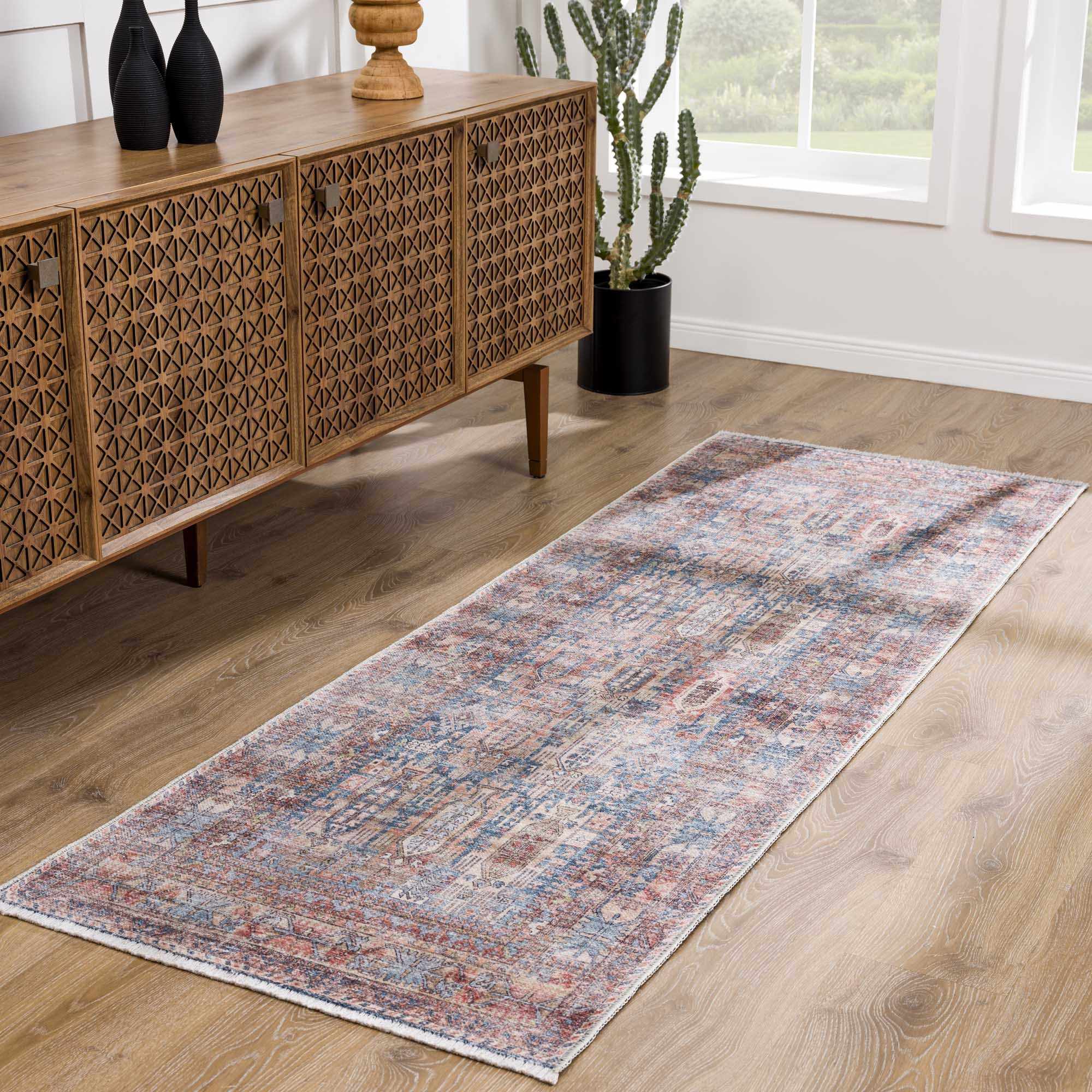 Burnt Orange Holi-2300 Washable Area Rug by Hauteloom