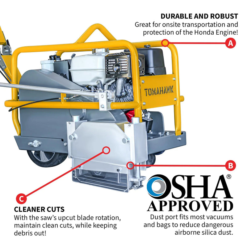 10" Early Entry Green Concrete Saw with 13 HP Honda GX390 Engine by Tomahawk Power