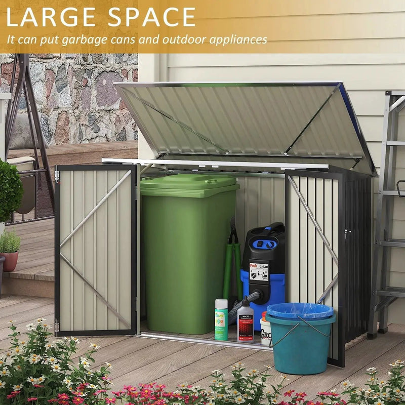 Outdoor Black Grey Galvanized Steel Garbage Trash Can Storage Shed by HomePacific