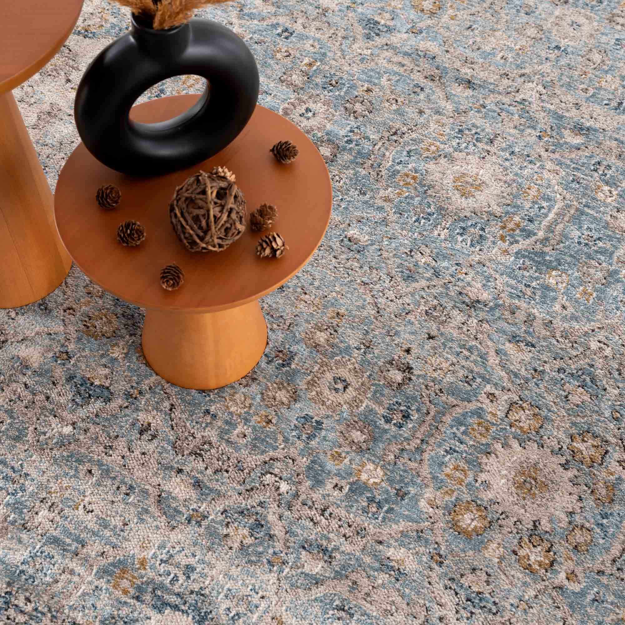 Anana Silver Blue & Beige Area Rug - Clearance by Boutique Rugs