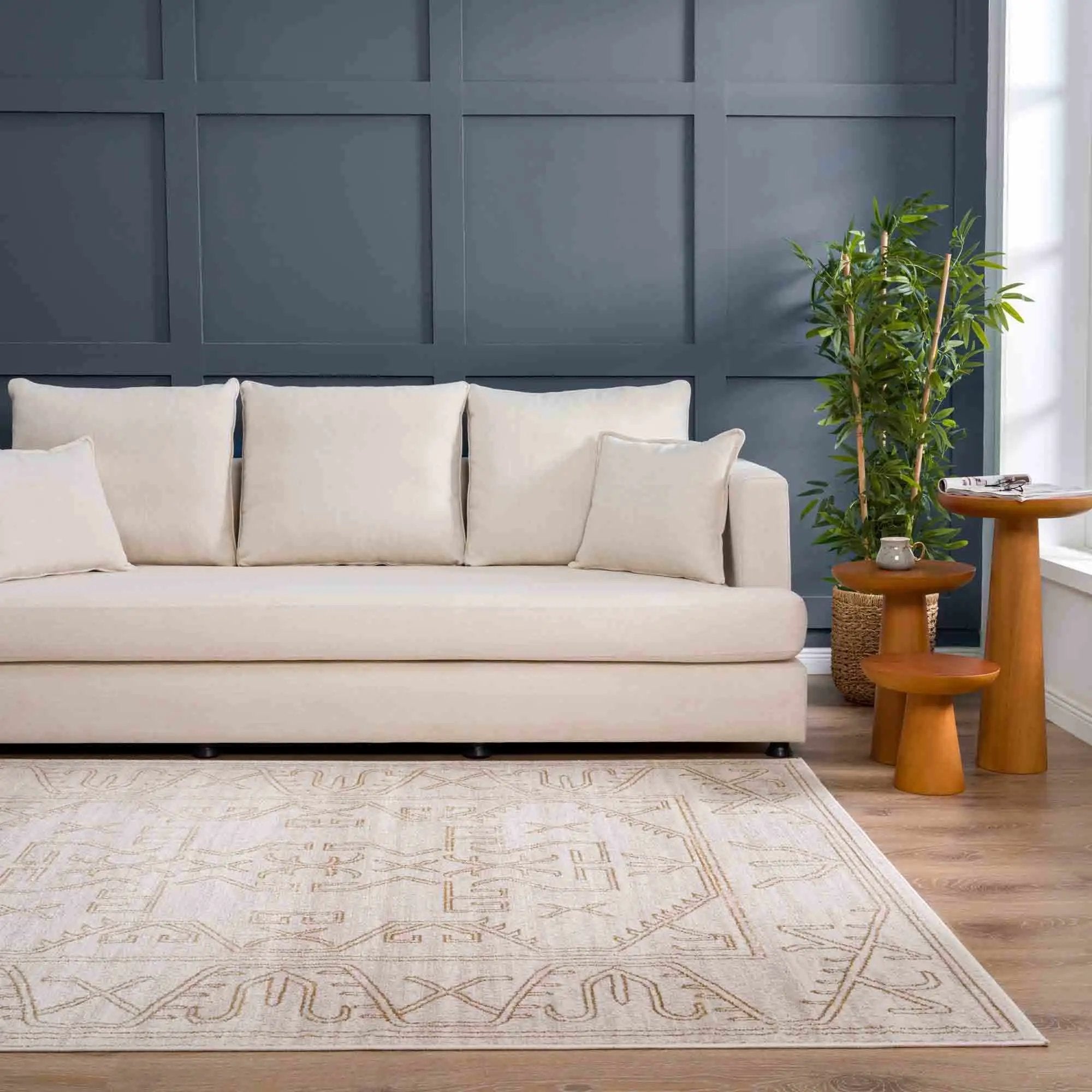 Divya Cream & Gold Area Rug - Clearance by Boutique Rugs