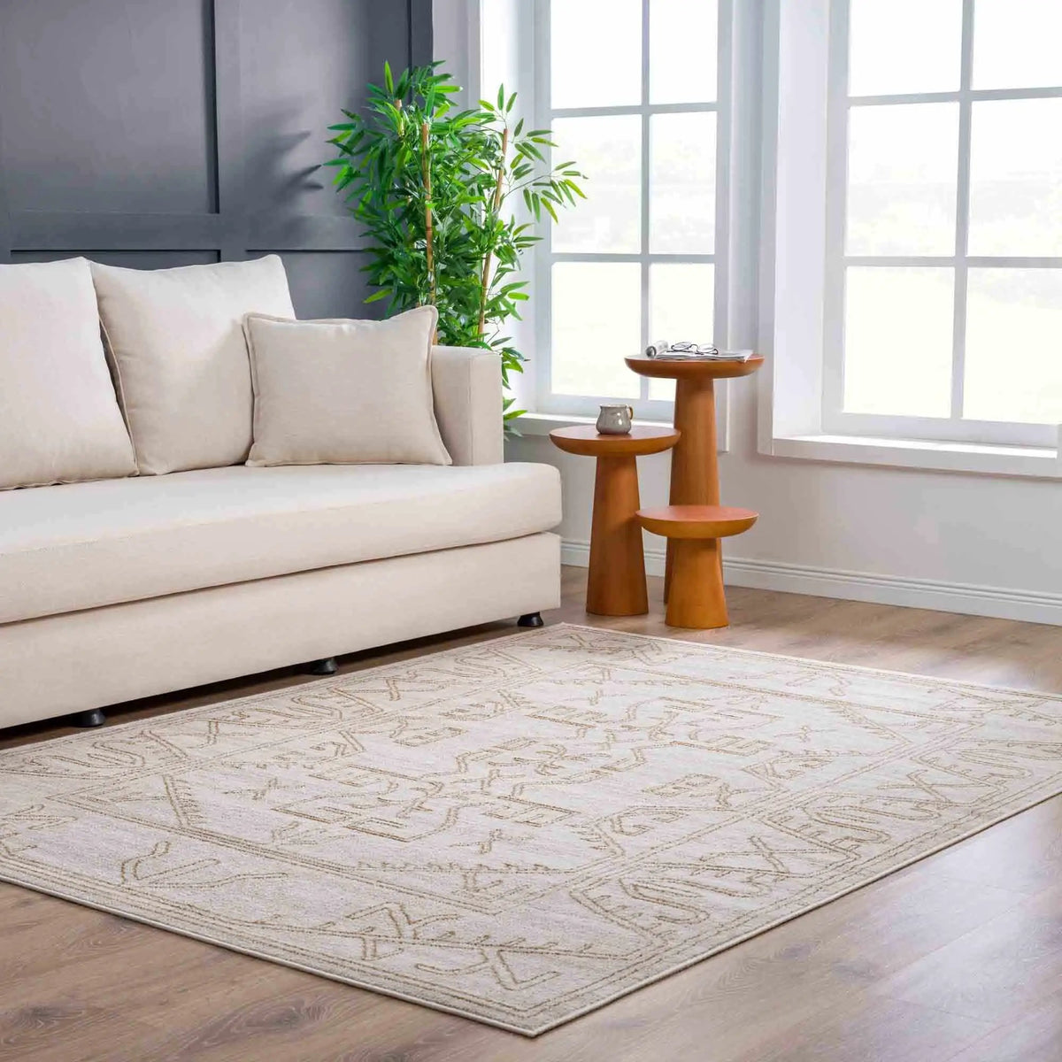 Divya Cream & Gold Area Rug - Clearance, installed in a room 3