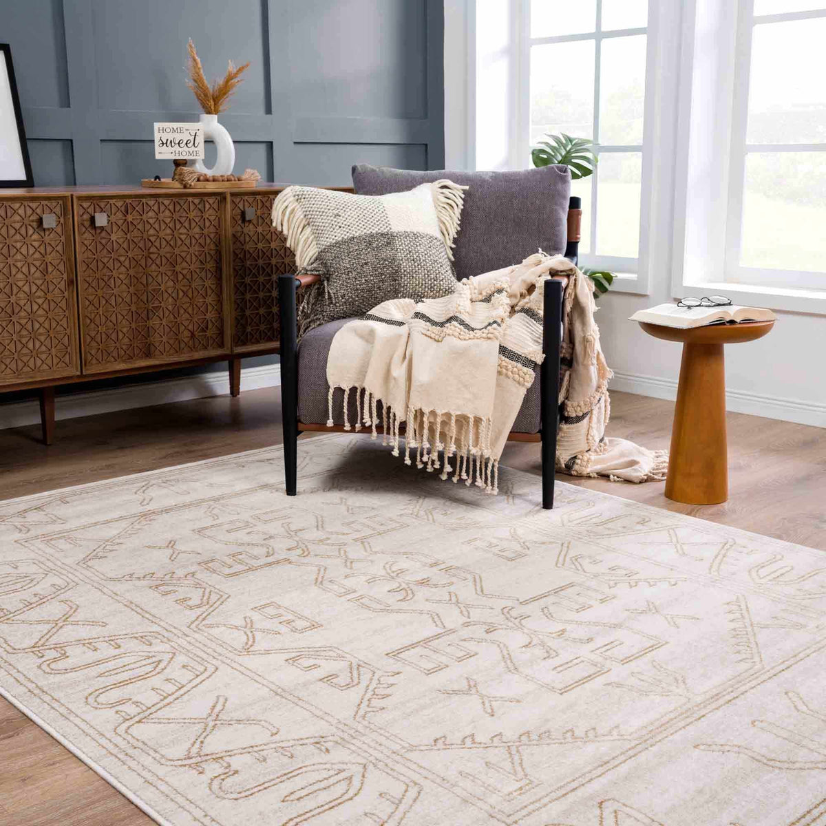 Divya Cream & Gold Area Rug - Clearance, installed in a room 4