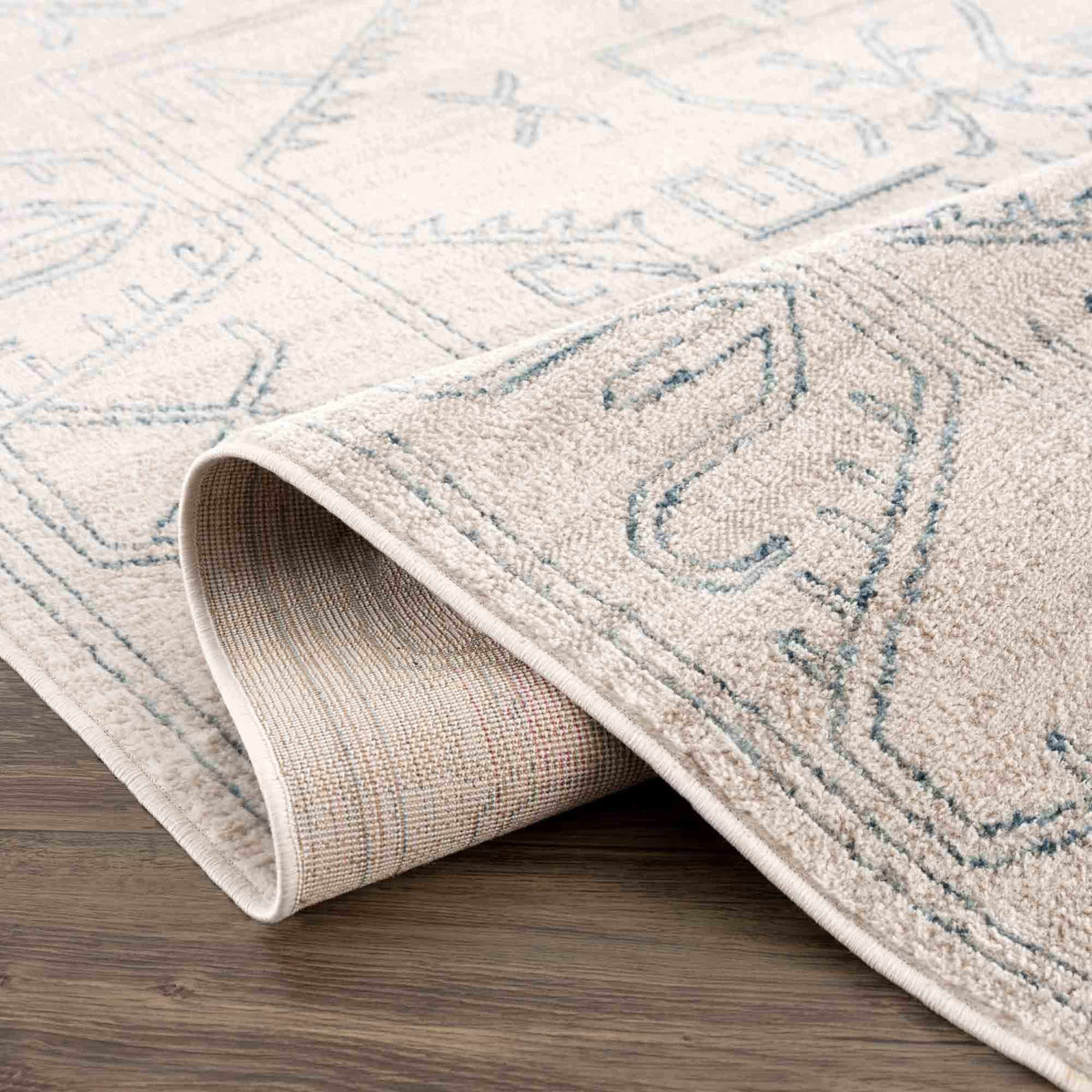 Divya Cream & Silver Blue Area Rug - Clearance, photo 9 of 15
