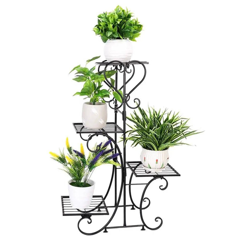Elegant Black Metal 4-Shelf Plant Stand by HomePacific