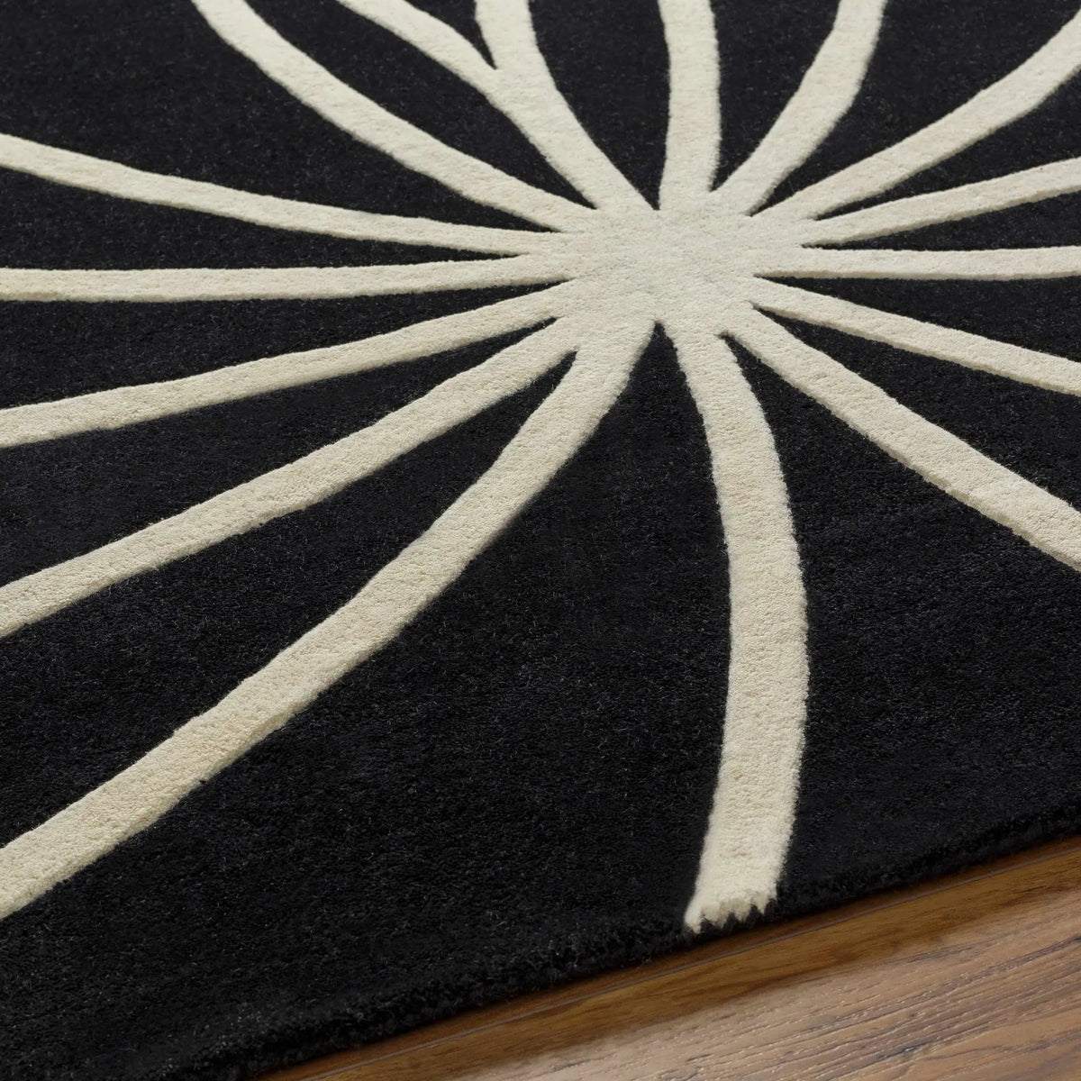 Davison Black Geometric Wool Carpet, photo 23 of 23