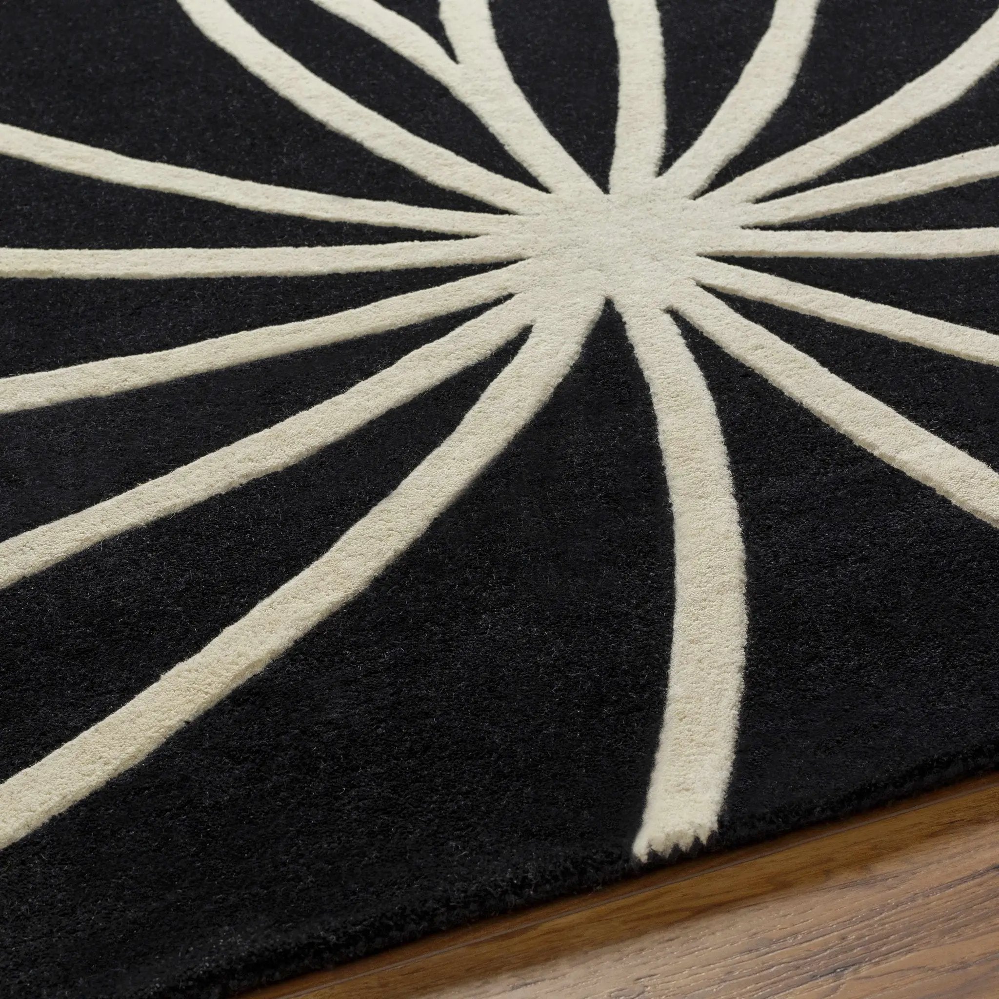 Davison Black Geometric Wool Carpet by Boutique Rugs