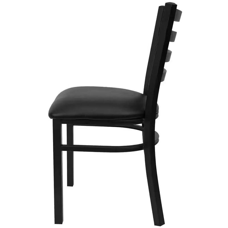 Black Metal Dining Chair with Slatted Back and Vinyl Seat by HomePacific