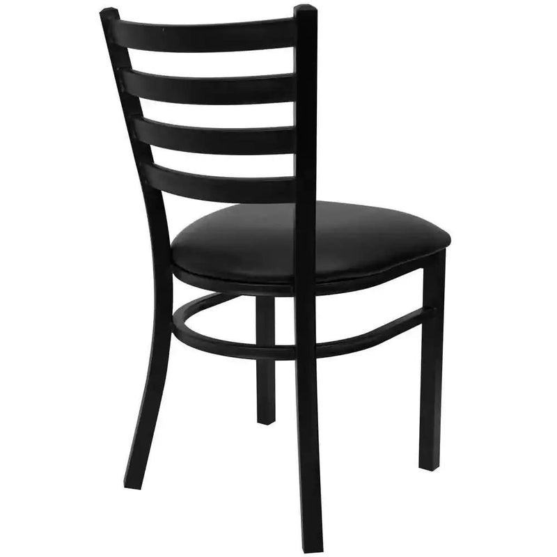 Black Metal Dining Chair with Slatted Back and Vinyl Seat by HomePacific