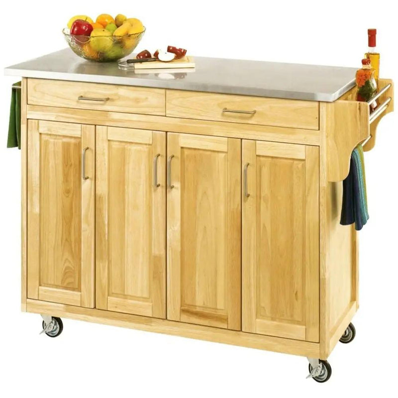 Stainless Steel Top Wooden Kitchen Cart Island with Casters by HomePacific