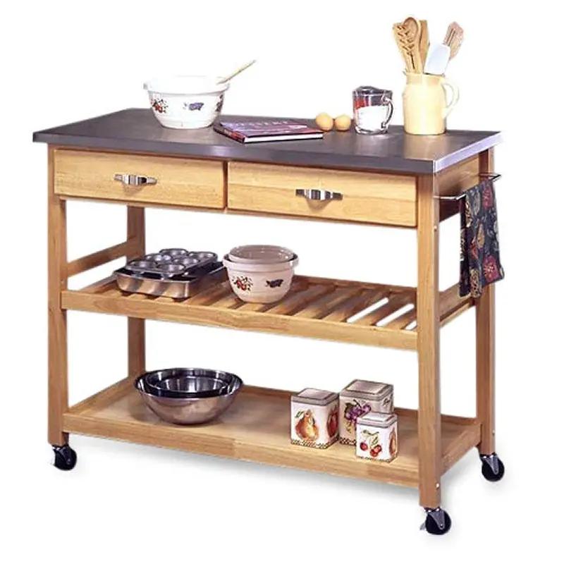 Stainless Steel Top Kitchen Cart Utility Table with Locking Wheels by HomePacific