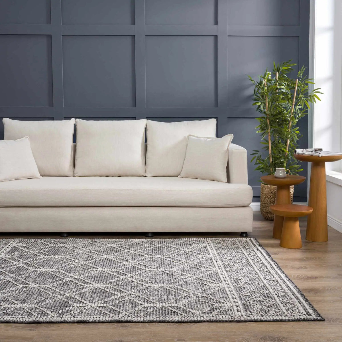 Diah Black & Bone Outdoor Area Rug - Clearance, installed in a room 4