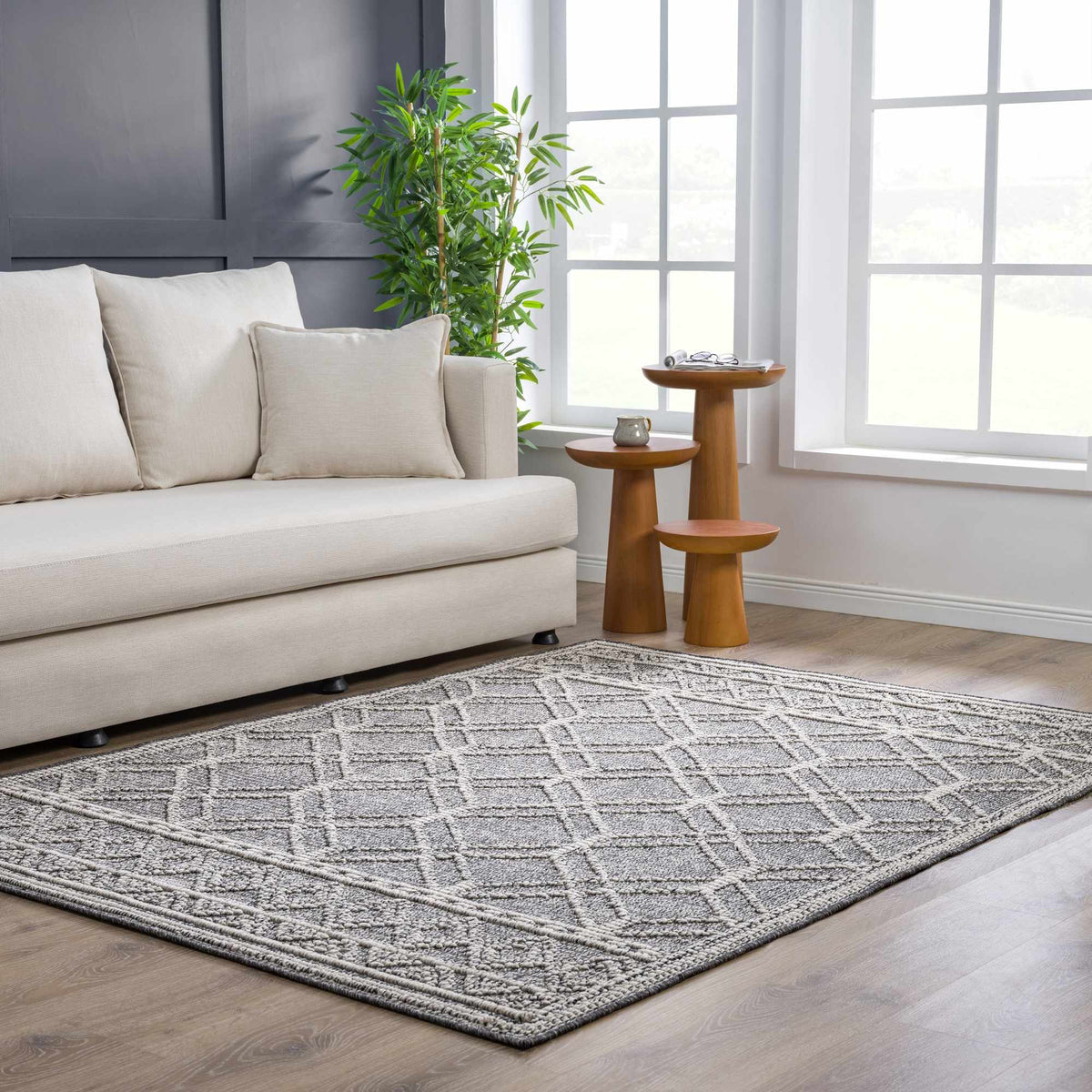 Diah Black & Bone Outdoor Area Rug - Clearance, installed in a room 6