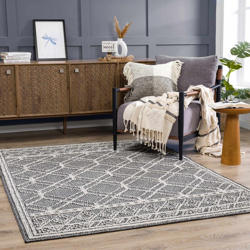 Diah Black & Bone Outdoor Area Rug - Clearance by Boutique Rugs