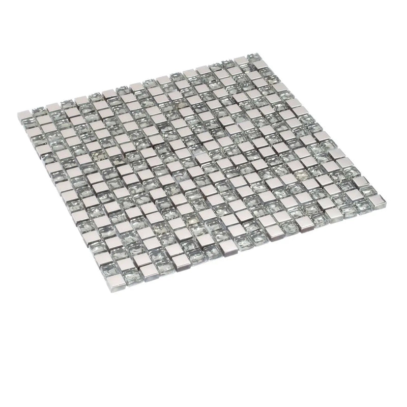 Silver Gray 12x12 Glossy Square Glass Mosaic Tile (5 pack, 4.75 sq ft/case) by Apollo Tile