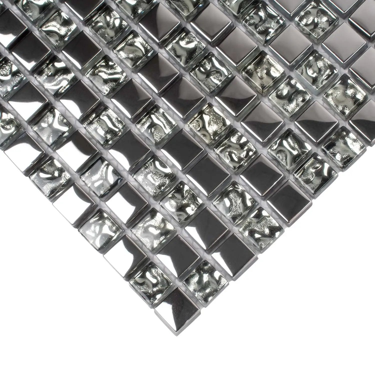 Silver Gray 12x12 Glossy Square Glass Mosaic Tile (5 pack, 4.75 sq ft/case) by Apollo Tile