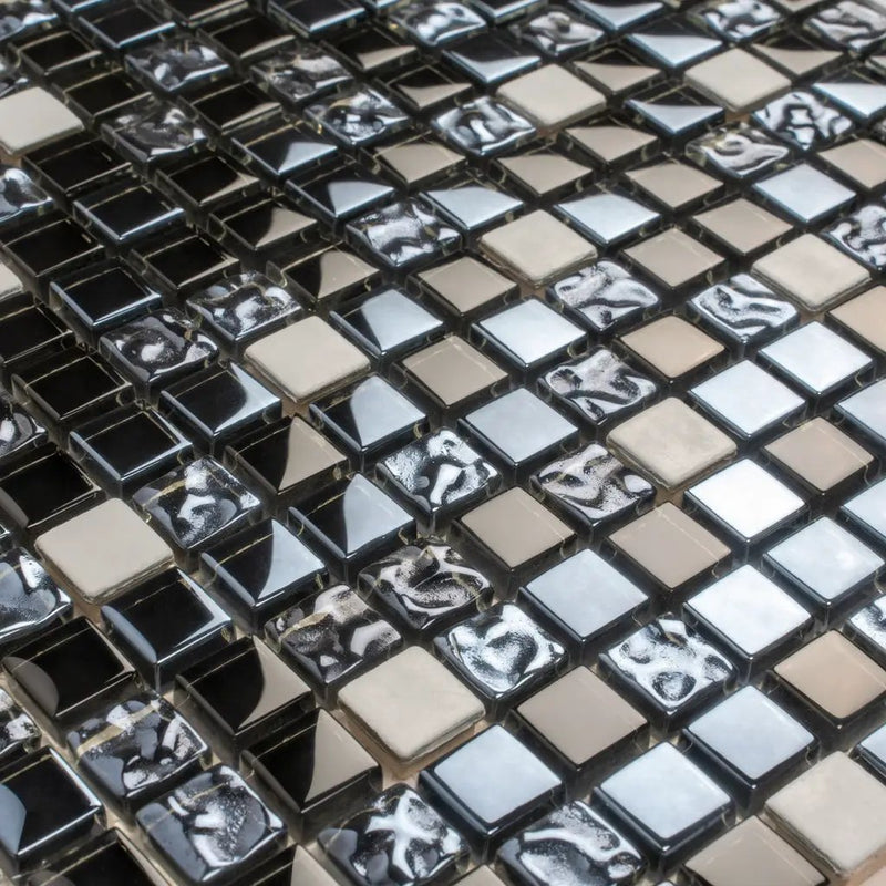 Blue 12x12 Glossy Textured Square Glass Metal Mosaic Tile (5 pack, 4.75 sq ft/case) by Apollo Tile