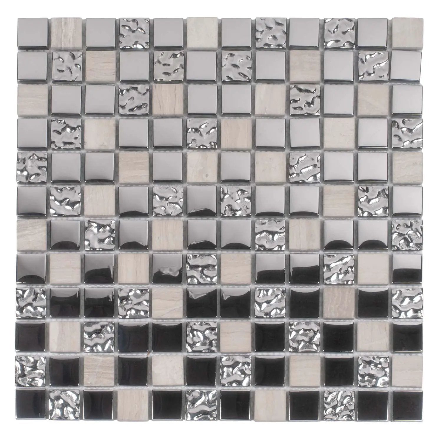 Light Gray 12x12 Polished Textured Square Glass Stone Mosaic Tile (5 pack, 4.75 sq ft/case) by Apollo Tile