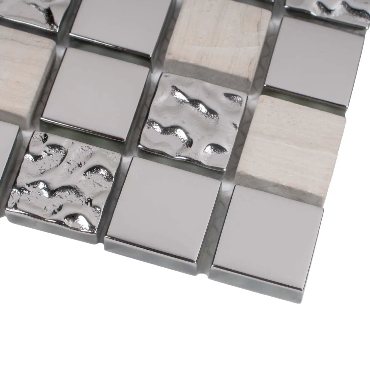 Light Gray 12x12 Polished Textured Square Glass Stone Mosaic Tile (5 pack, 4.75 sq ft/case) by Apollo Tile