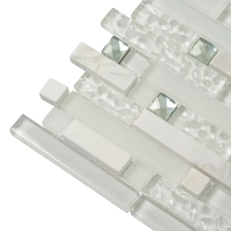 White 12x12 Glossy Matte Brick Glass Mosaic Tile (5 pack, 4.83 sq ft/case) by Apollo Tile