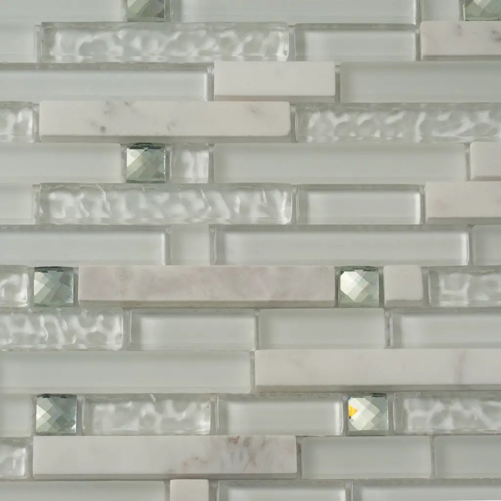 White 12x12 Glossy Matte Brick Glass Mosaic Tile (5 pack, 4.83 sq ft/case) by Apollo Tile